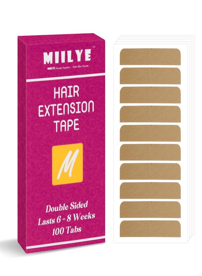MIILYE Hair Extension Tape 100 Tabs, Double Sided Adhesive Replacement Tape, 6+ Weeks Hold Time, No Residue, Strong Tapes for Tape in Hair Extensions - Image 1